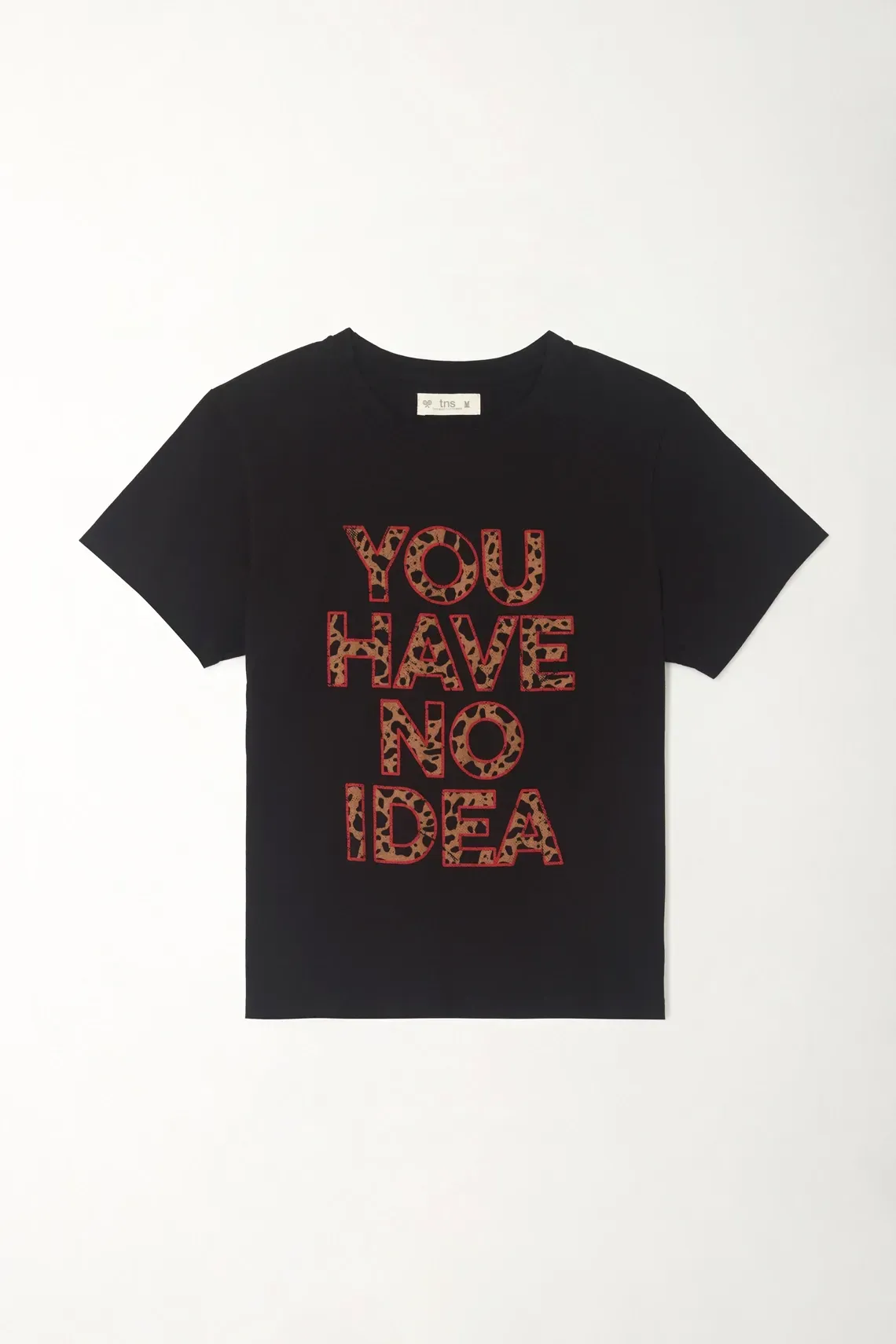 Camiseta básica estampada negra para mujer