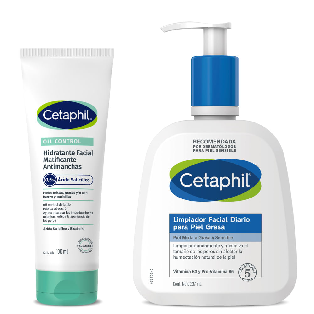 Kit Limpiador Oil Control 273 ml + Hidratante Facial Oil Control 100 ml - Cetaphil