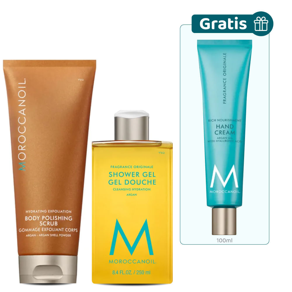 Kit Body con exfoliante corporal + Jabón de ducha + Crema de Manos - Moroccanoil