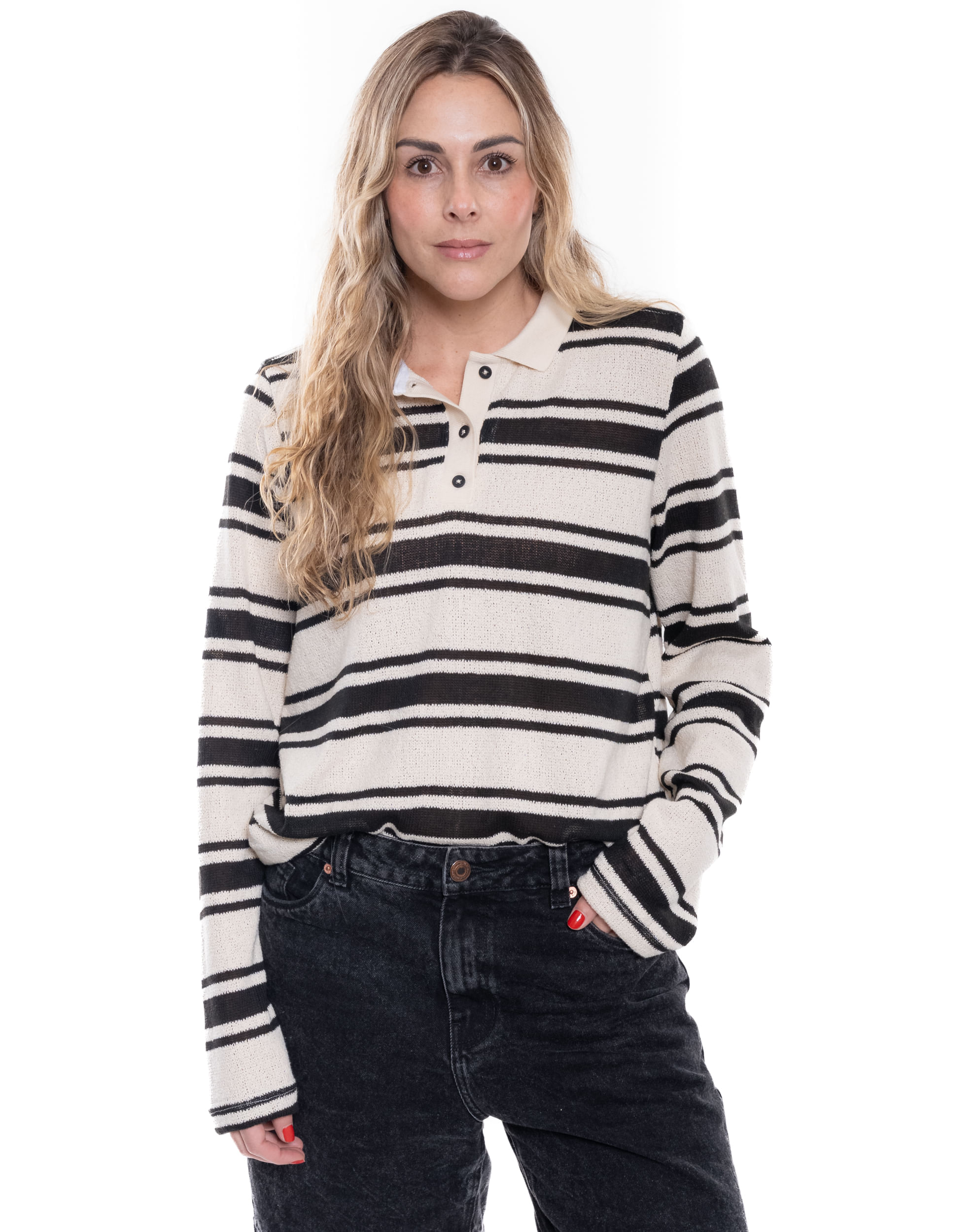 Camiseta Polo Manga Larga Tejida