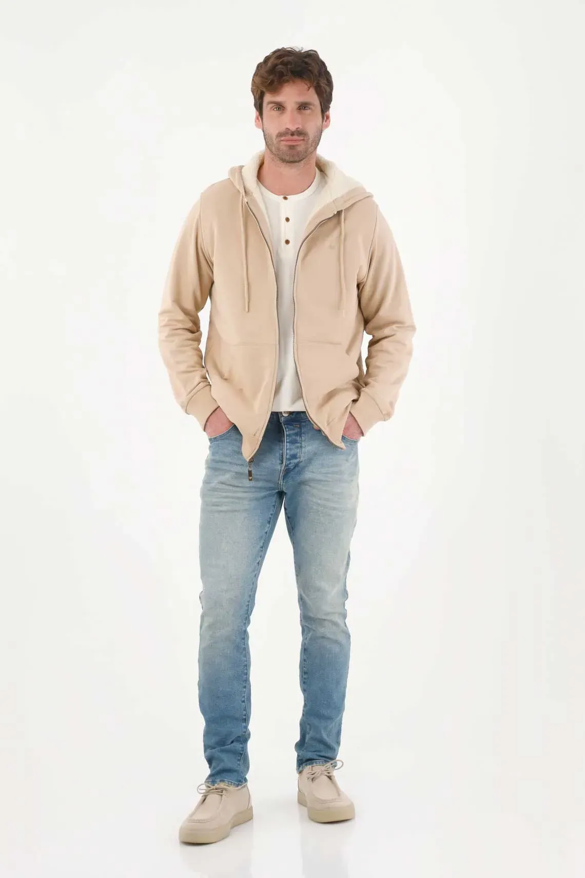 Buzo de textura suave crudo para hombre