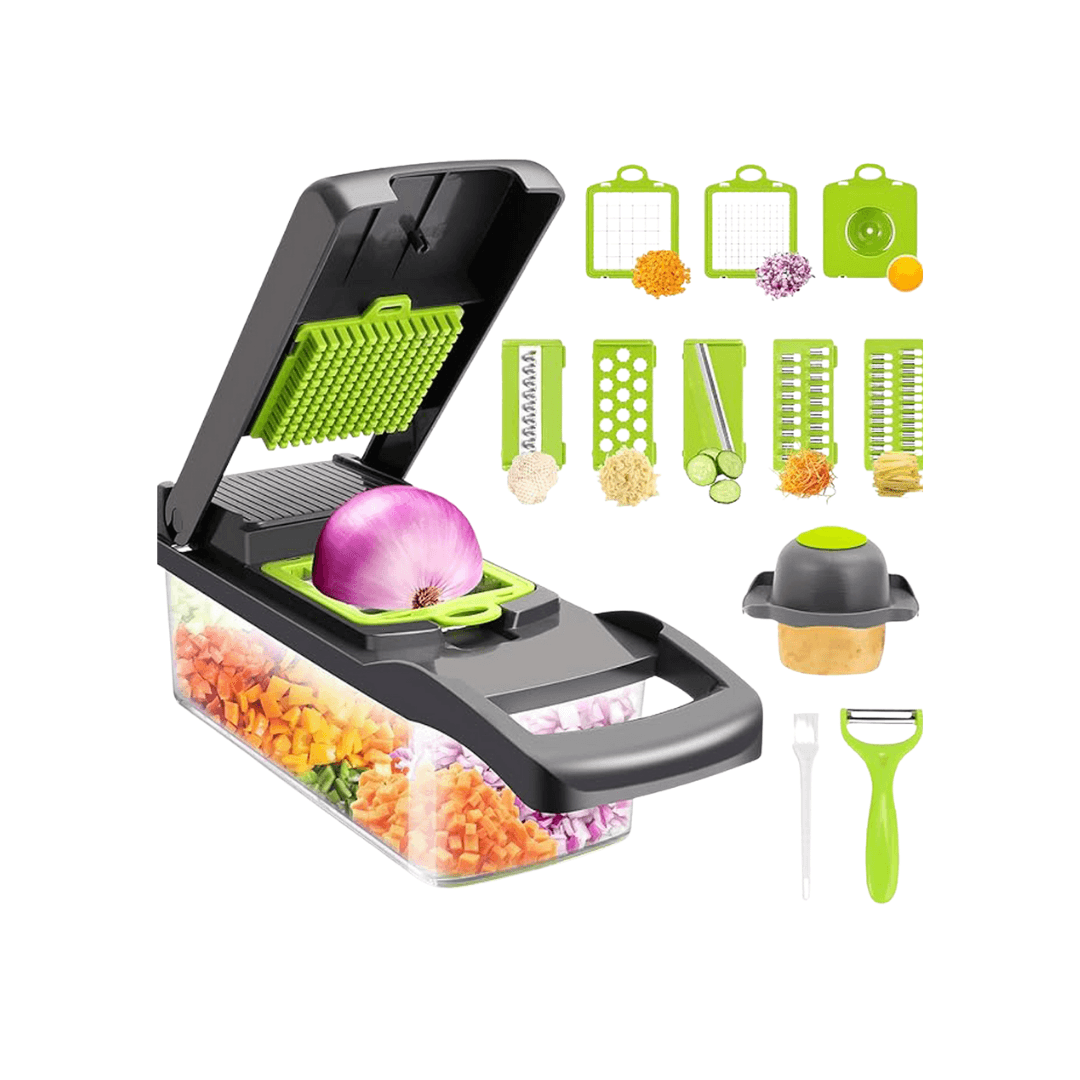 Procesador Picador Cortador Vegetal Manual 14Pcs Ayudante Cocina Rallador