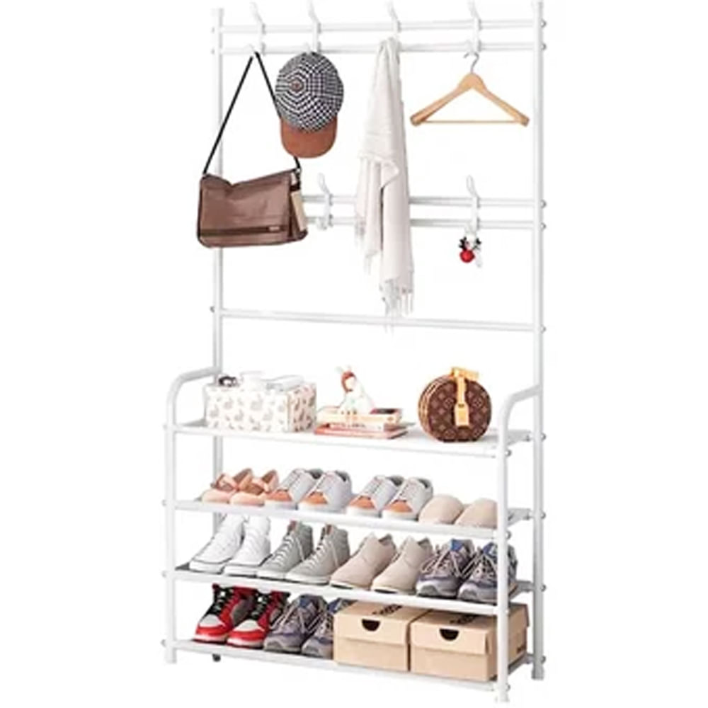 Organizador Zapatos Tipo Closet Zapatero 8 Percheros 4 Estantes Blanco