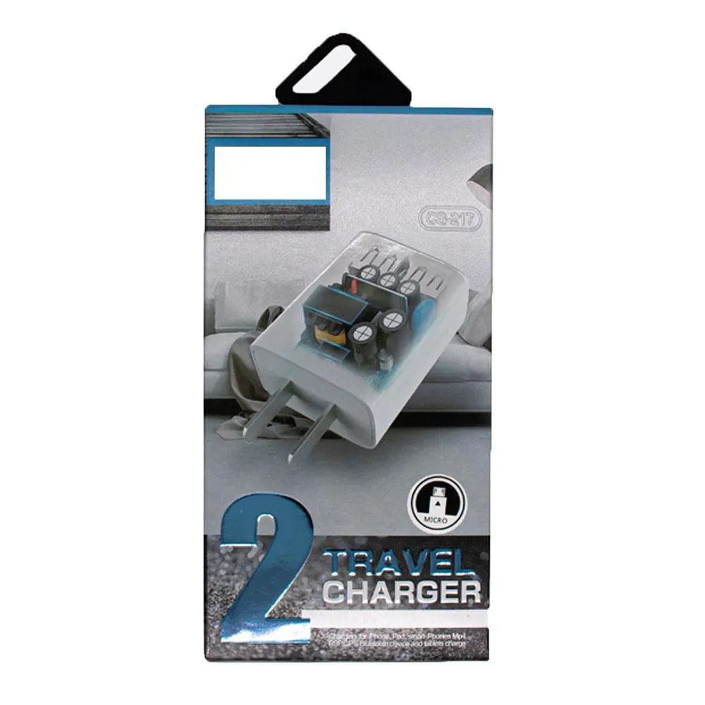 Adaptador CS-217 Blanco USB-Micro 2 Puertos USB Salida 3.1A Cargador