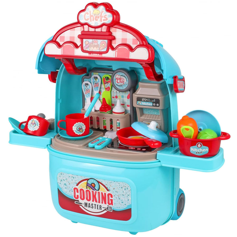 Juguete Mini Maleta Cocina Utensilios Ruedas Niños Gastronomia Infantil
