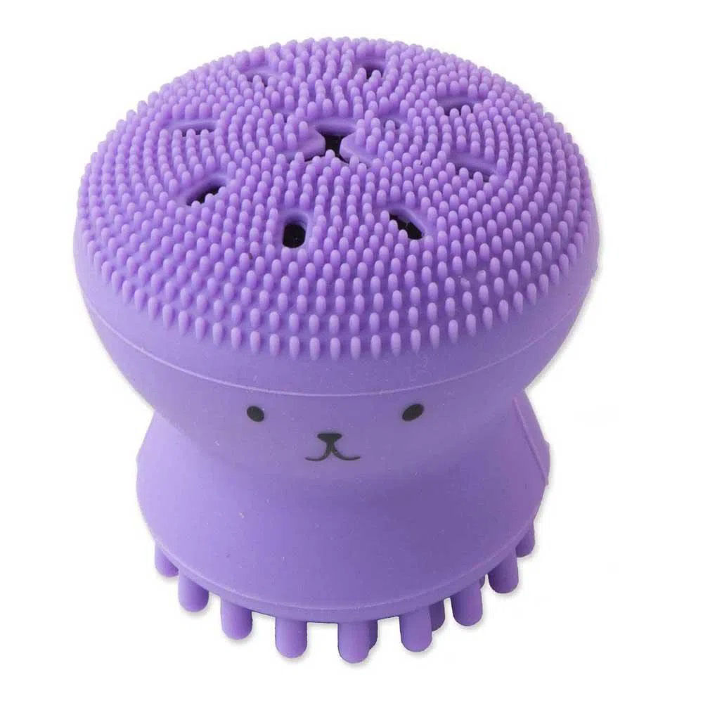 Cepillo Pulpo Limpiador Facial Exfoliacion Masajeador Spa Morado