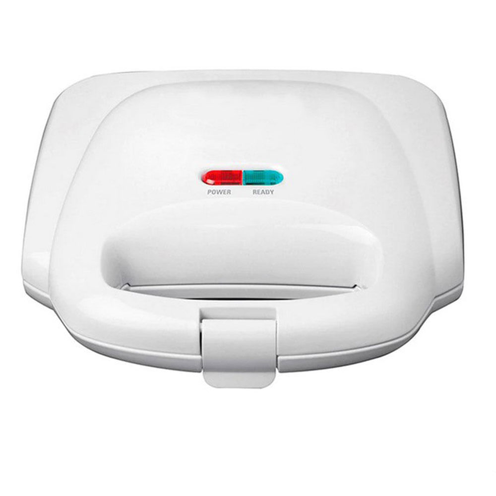 Sanduchera Electrica Antiadherente Blanca Dos Puestos 700W Compacta