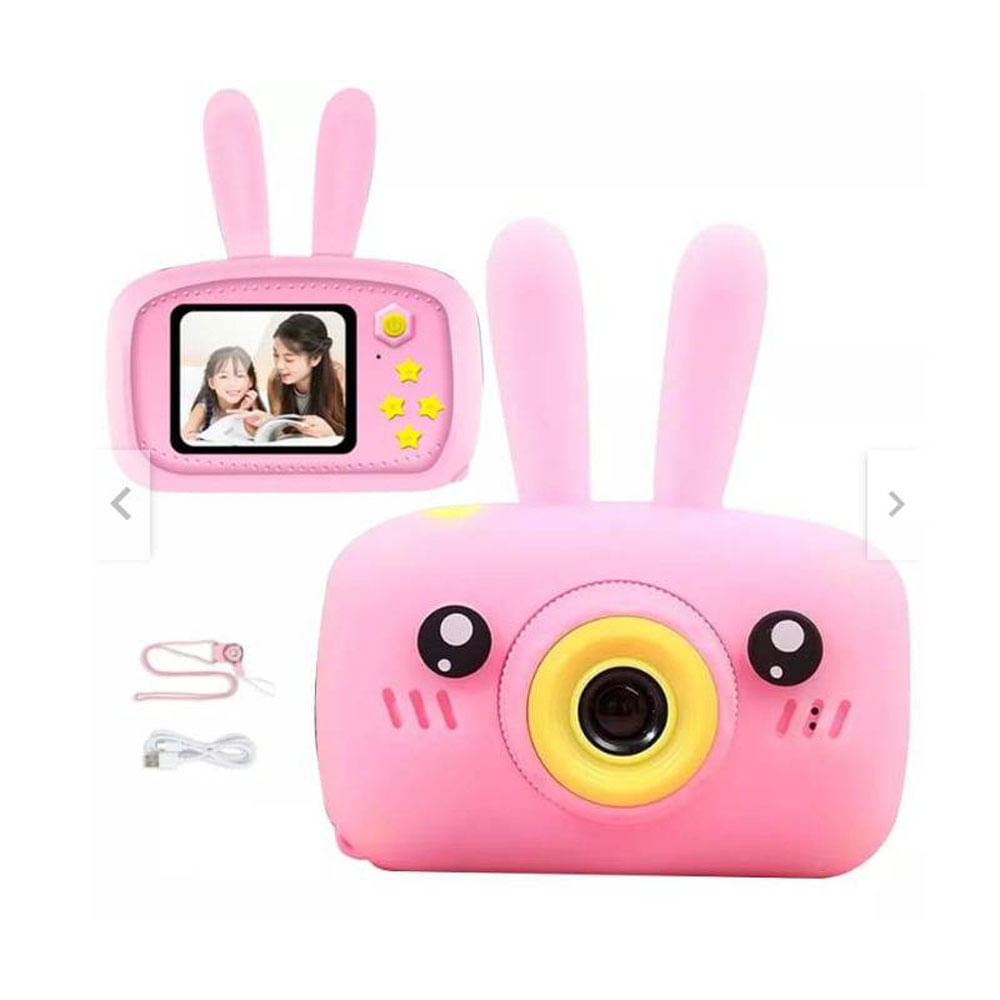 Camara Digital Niños X9 Flash Conejo Rosado LCD Fotos Videos HD Selfie
