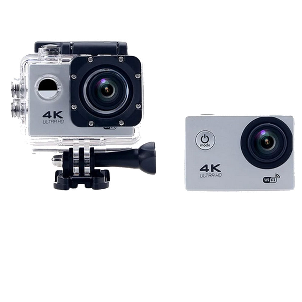 Camara Deportiva 4K Video fotográfica Aprueba Agua Todo Terreno Plateada