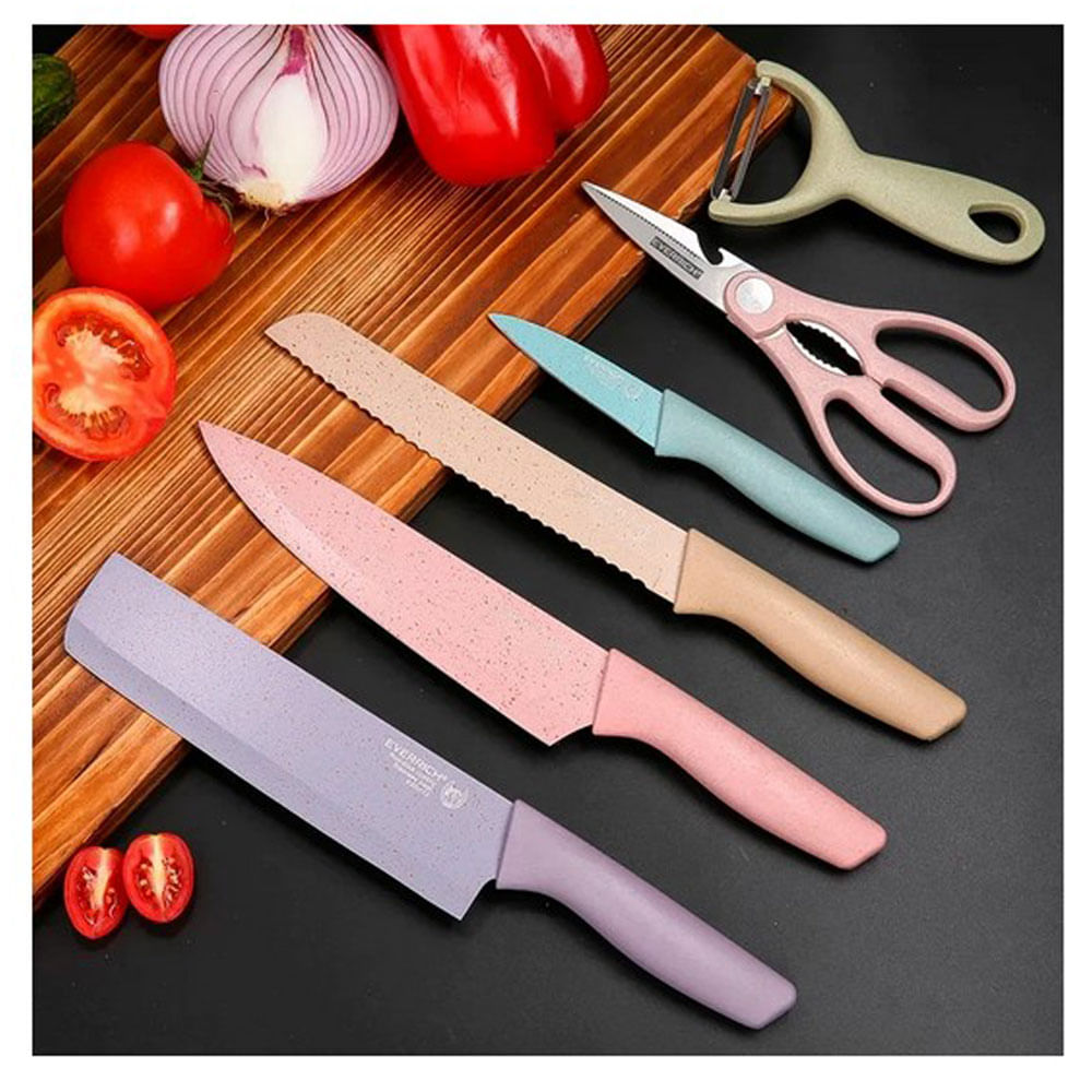 Set Cuchillos 6 Piezas Cocina Acero Inoxidable Pelador Cocina Gruesos Pesados