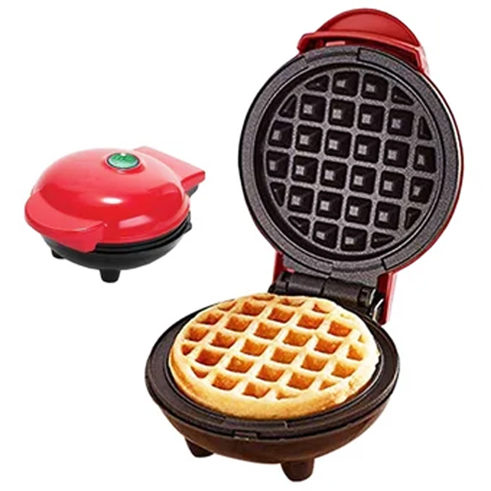 Mini Wafflera Pequeña Electrica Antiadherente Waflera Waffles Roja