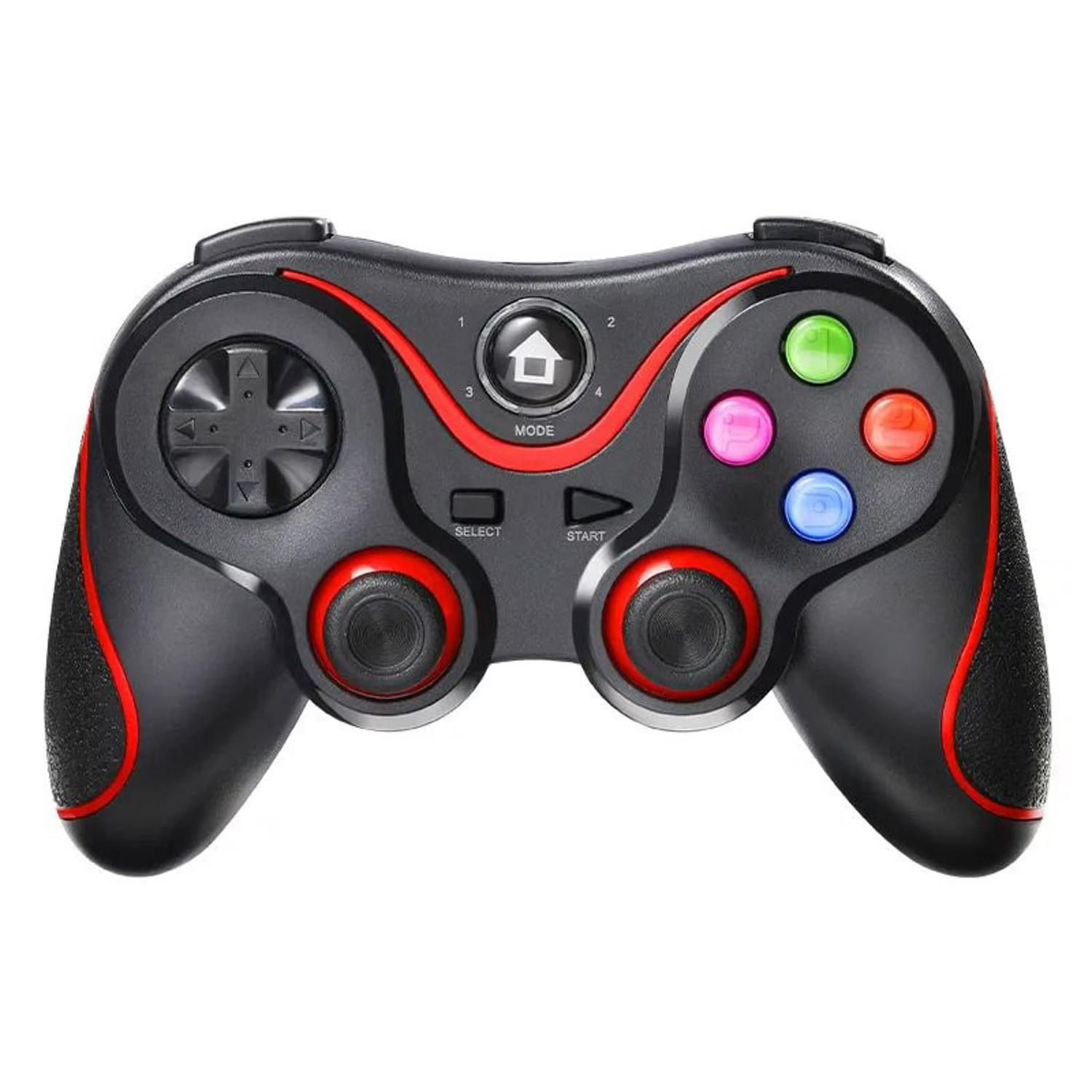 Control Inalambrico Juego Bluetooth Celular TV PC Rojo Negro
