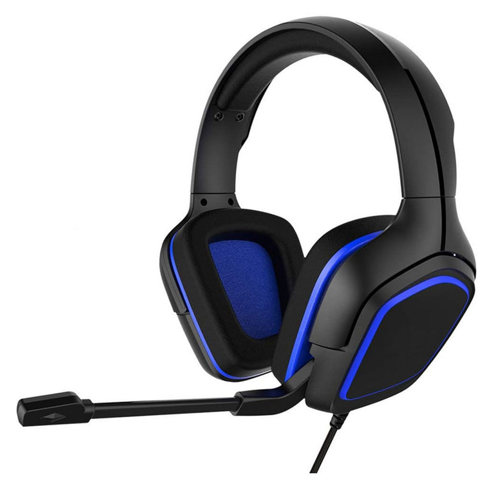 Audifonos Diadema Gamer Microfono Negro Azul Juegos Music Sonido