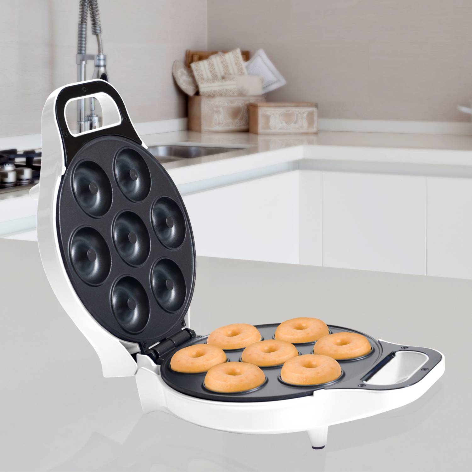Mini Maquina Donas Rosquillas 7 Puestos Blanca Electrica Antiadherente