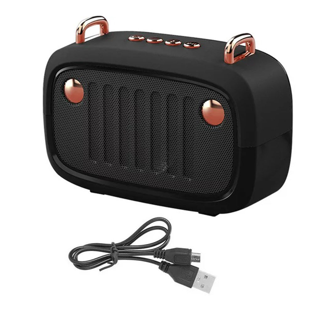 Parlante Bocina Bluetooth Sonido 3D Radio FM Soporte Microfono Negro
