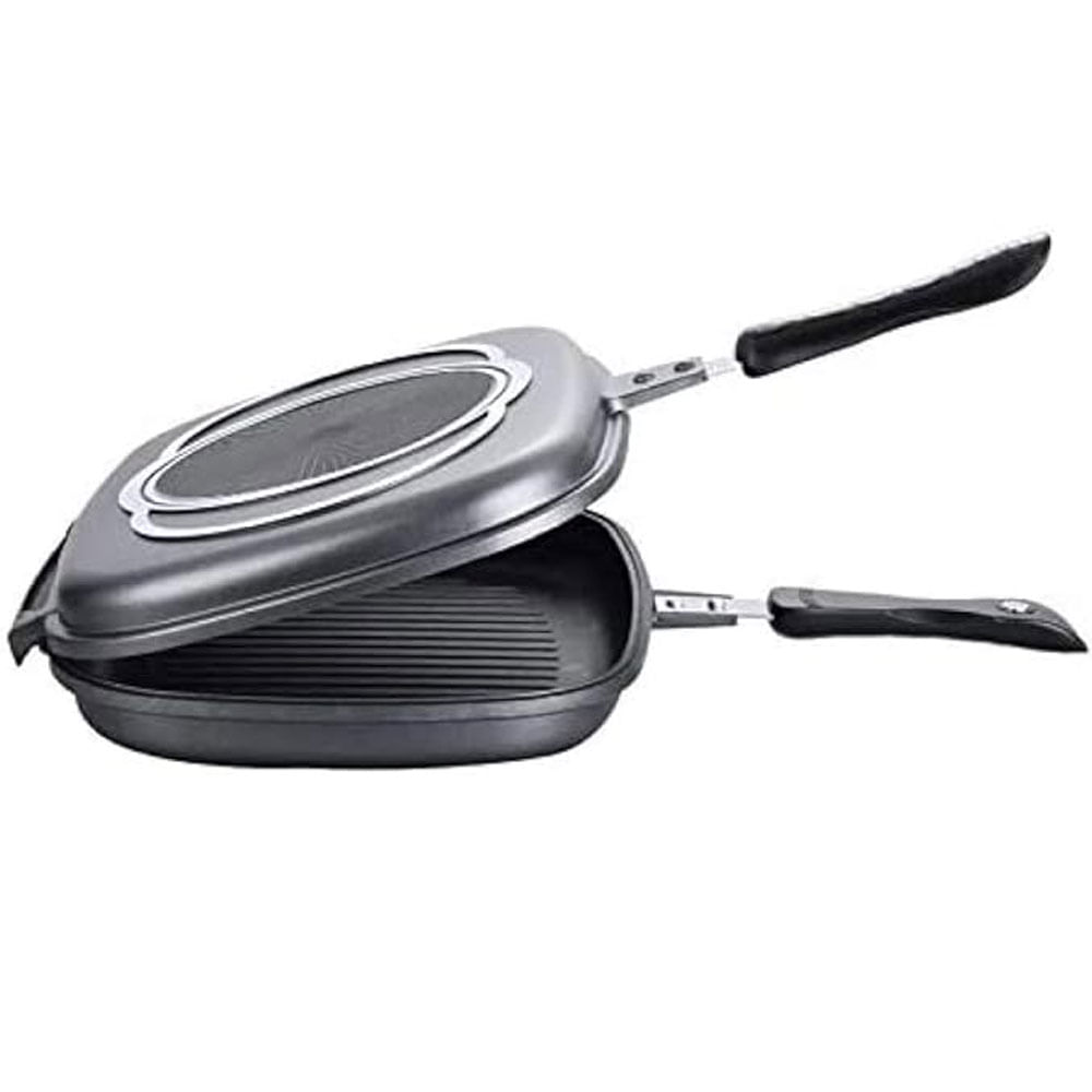 Sartén Doble Parrilla 36 Cm Antiadherente Aluminio Portatil Hogar