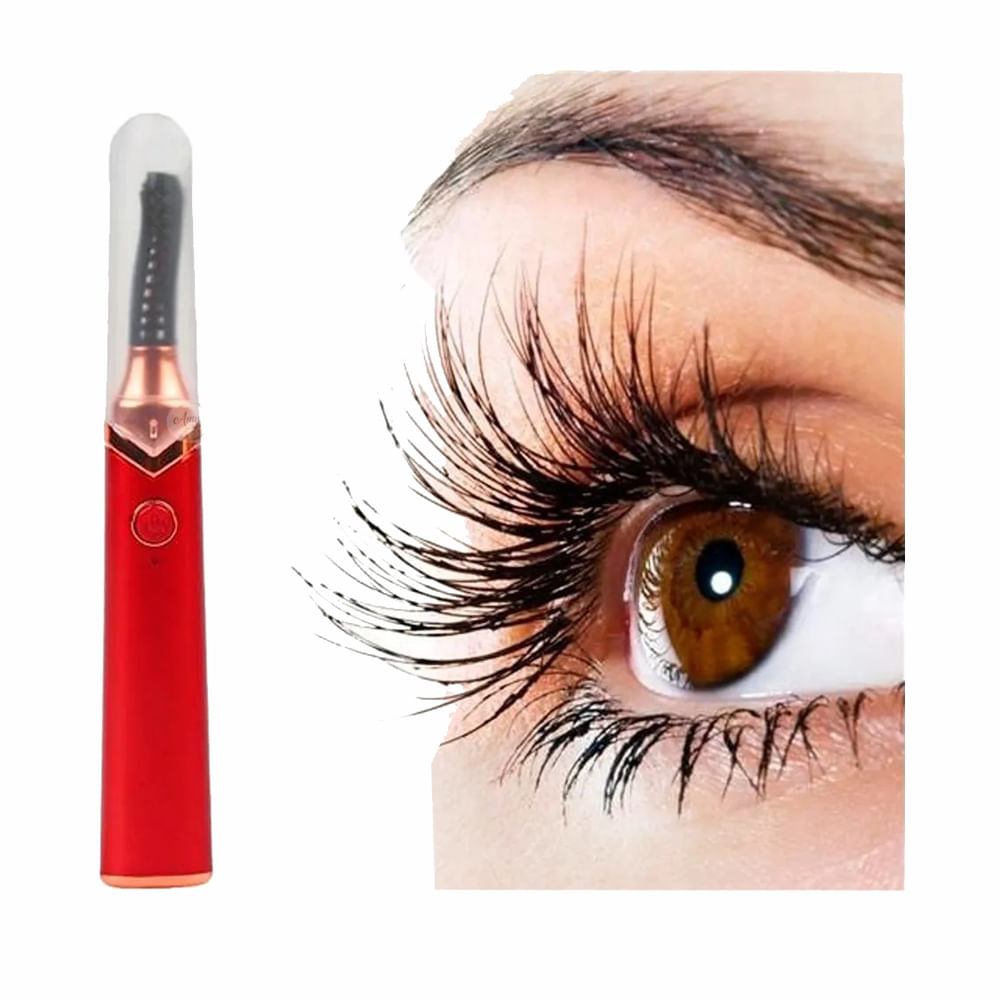 Cepillo Encrespador Rizador Electrico Pestañas Belleza Ojos Color Rojo