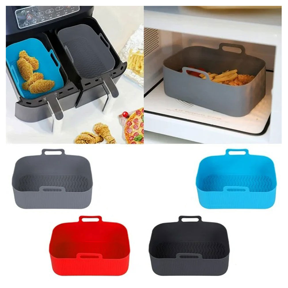 Molde Silicona Olla Freidora Air Fryer Reutilizable Gris