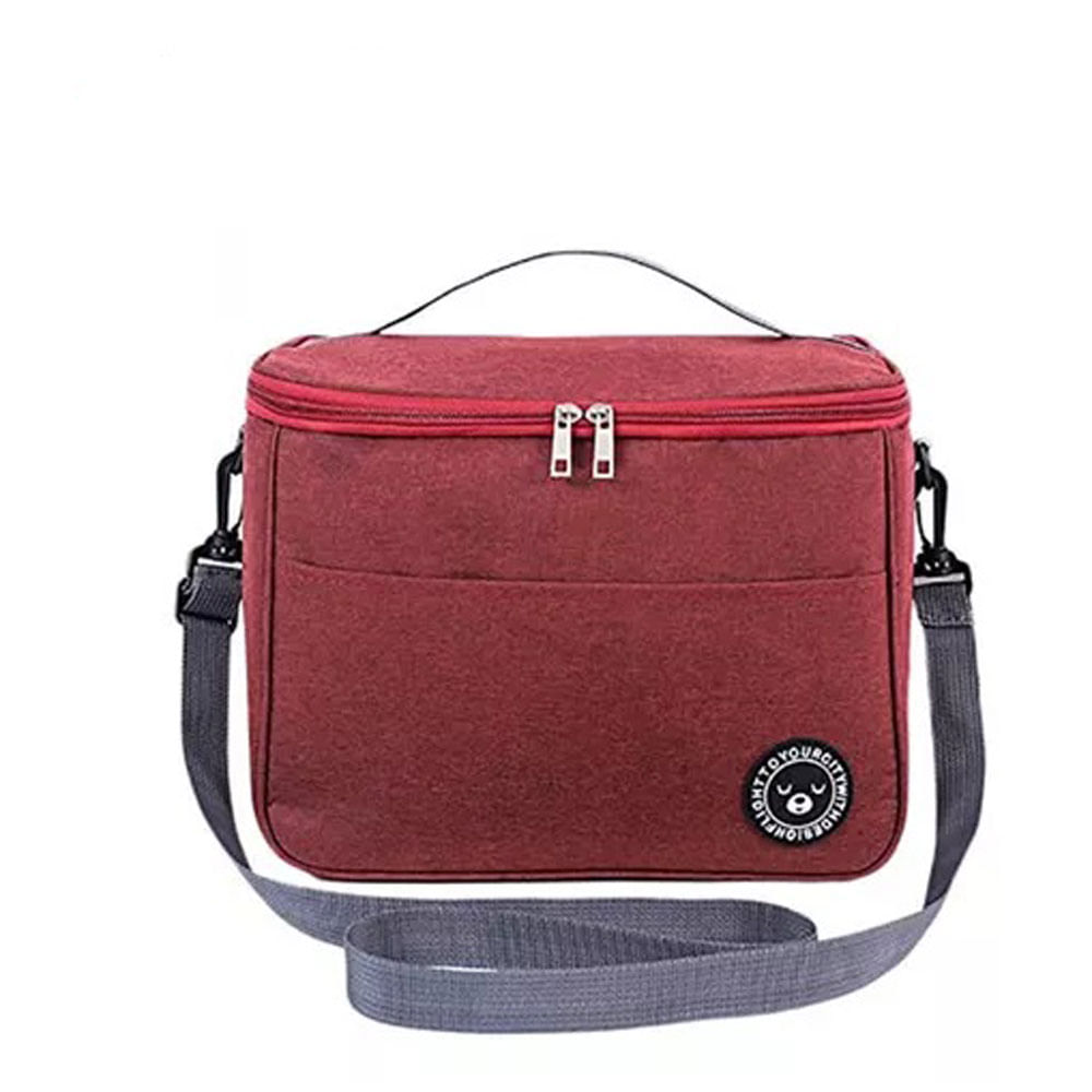 Lonchera Bolsa Termica Tela Grande Portatil Lavable Rojo