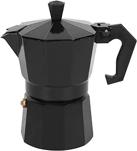 Cafetera Aluminio 6 Tazas Color Negro Mate Mango Plastico