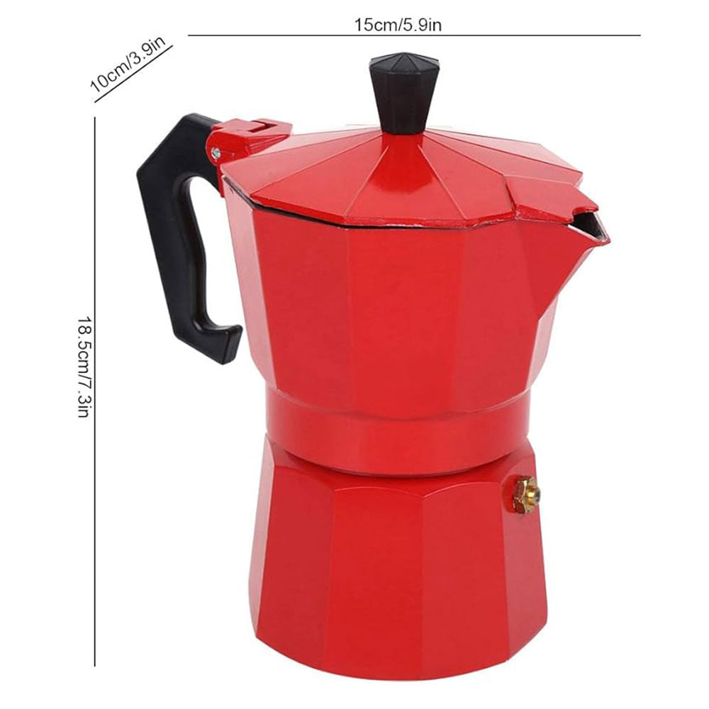 Cafetera Winox Italiana 6 Taza Estufa Manual Aluminio Resistente Rojo