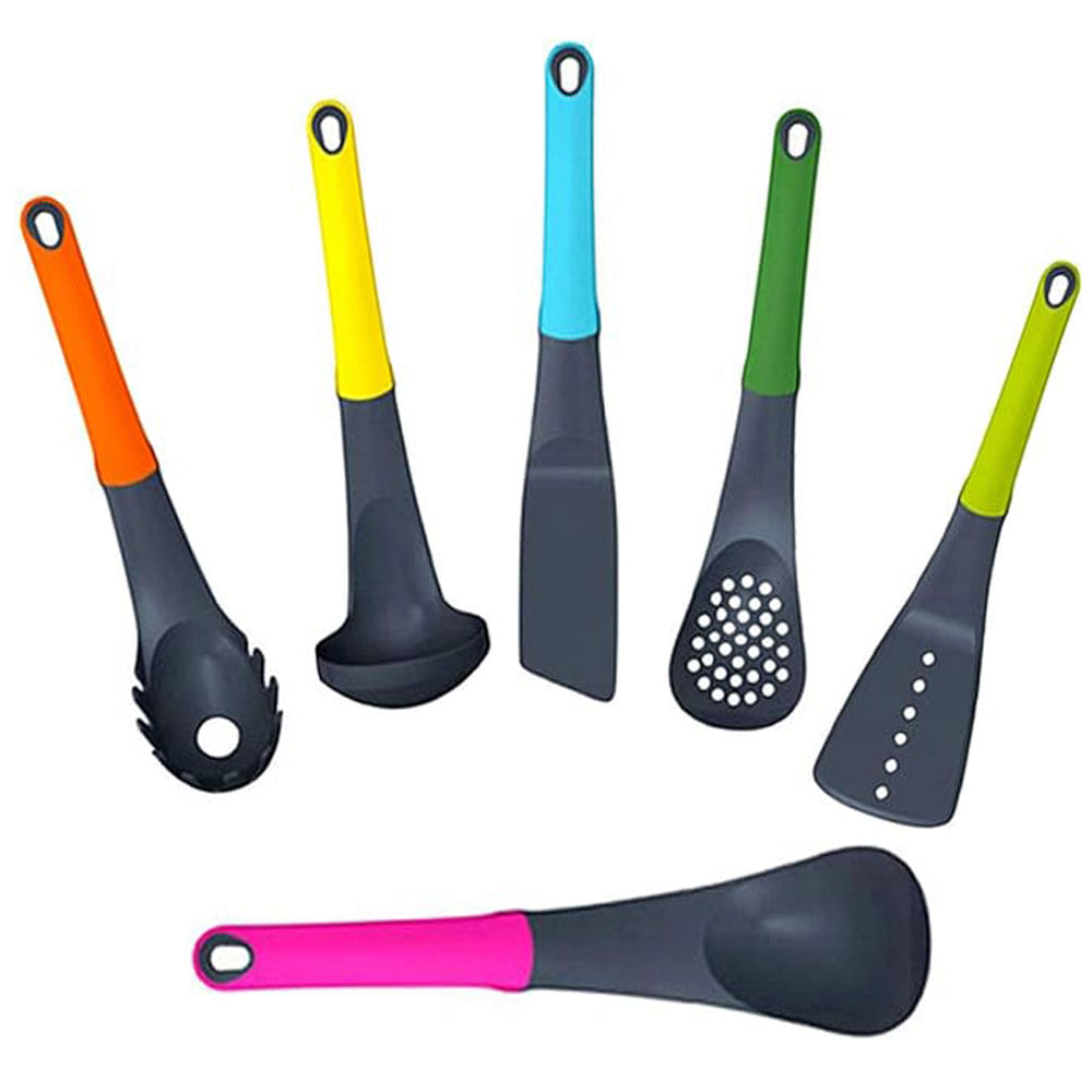 Set Cucharones Color Cocina 6 Pza Utensilios Cucharas Mango Plastico