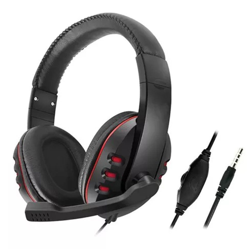 Audifono Gamer Microfono Alambricos Cancelacion Ruido Rojo Confort