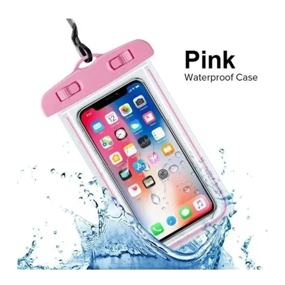 Estuche Funda Celular Impermeable Fucsia Contra Agua Sencilla Forro