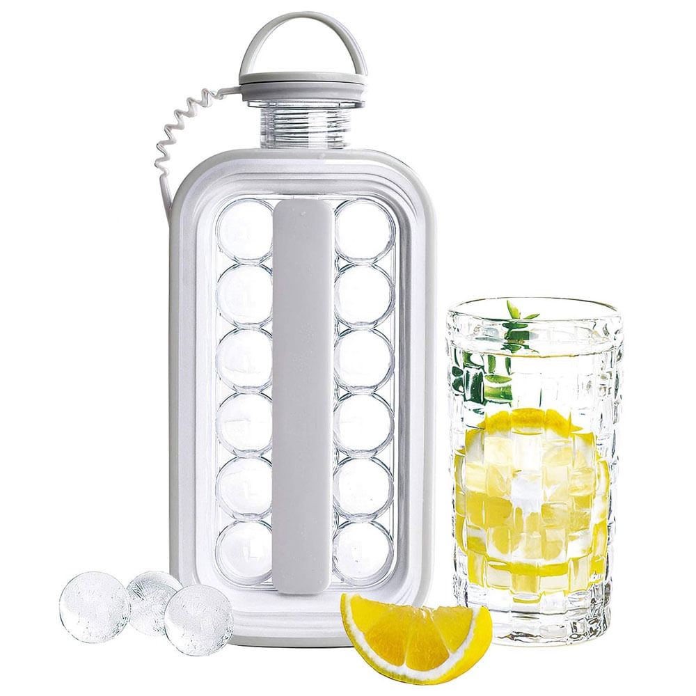 Botella Portable 2 En 1 Cubos Hielo Congelados Blanco Silicona