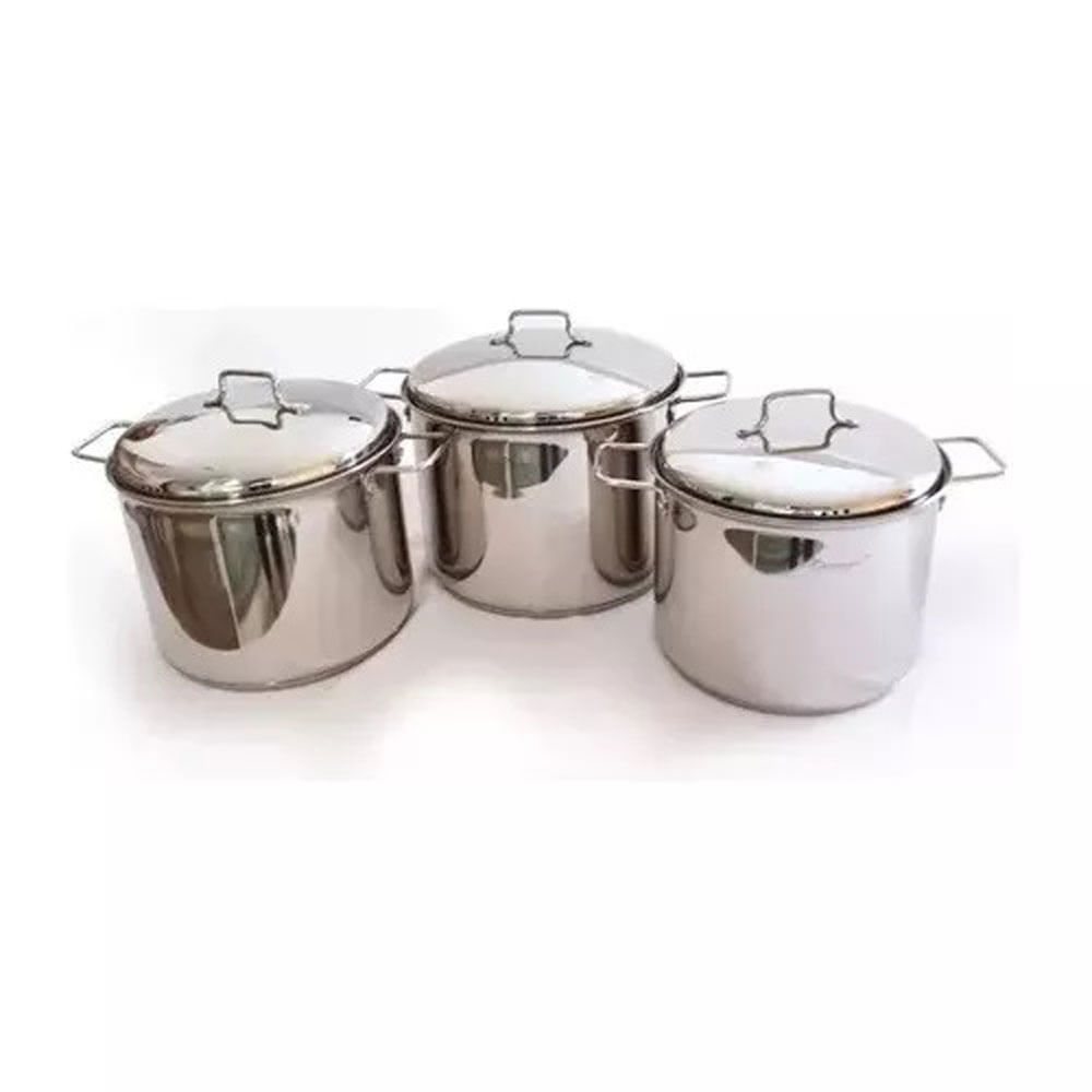 Bateria Ollas 3 Piezas Incluida Tapa Ever House Acero Inoxidable
