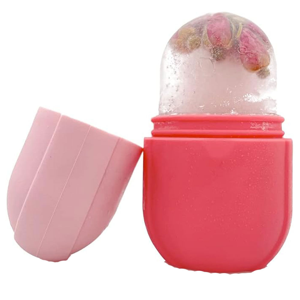 Rodillo Facial Hielo Silicona Reutilizable Piel Belleza Facial Rosa