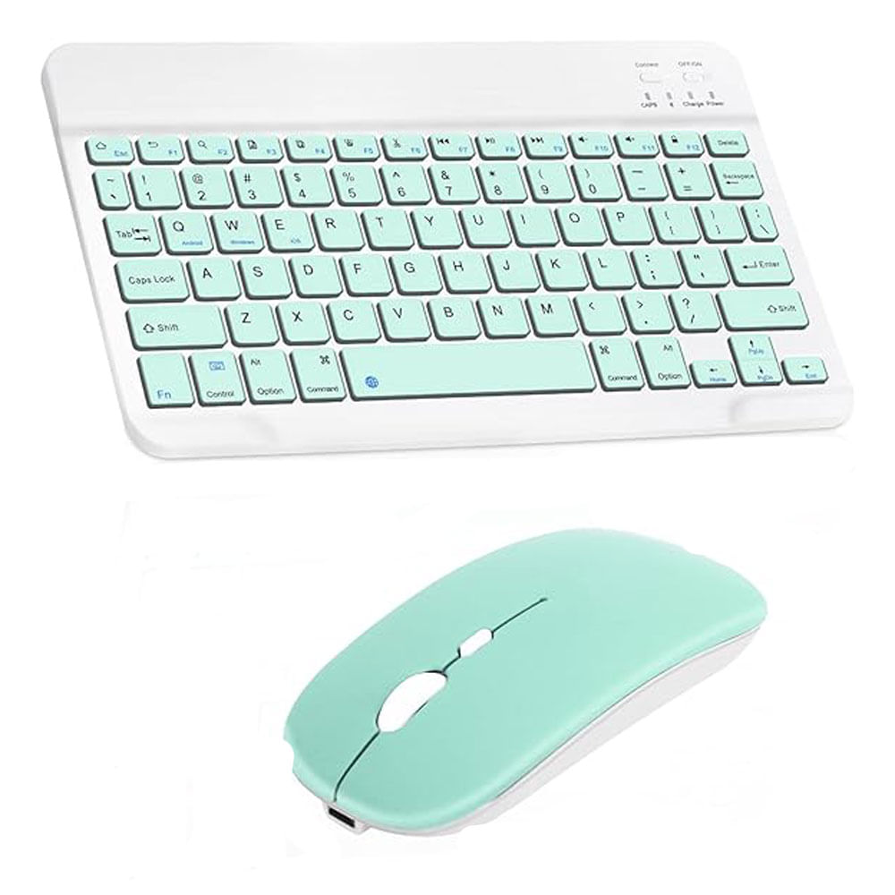 Combo Mouse Teclado Inalambrico AN-030 Bluetooth Recargable Verde