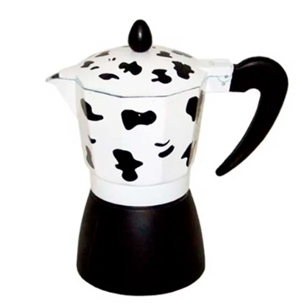 Cafetera Italiana Aluminio Estufa Hogar 9 Tazas Diseño Vaca 91