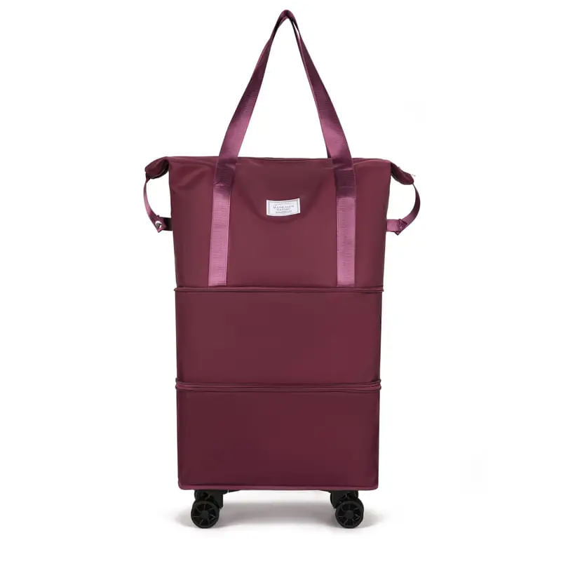 Maleta Plegable Morral Equipaje Ruedas Viaje Versatil Vinotinto MT203