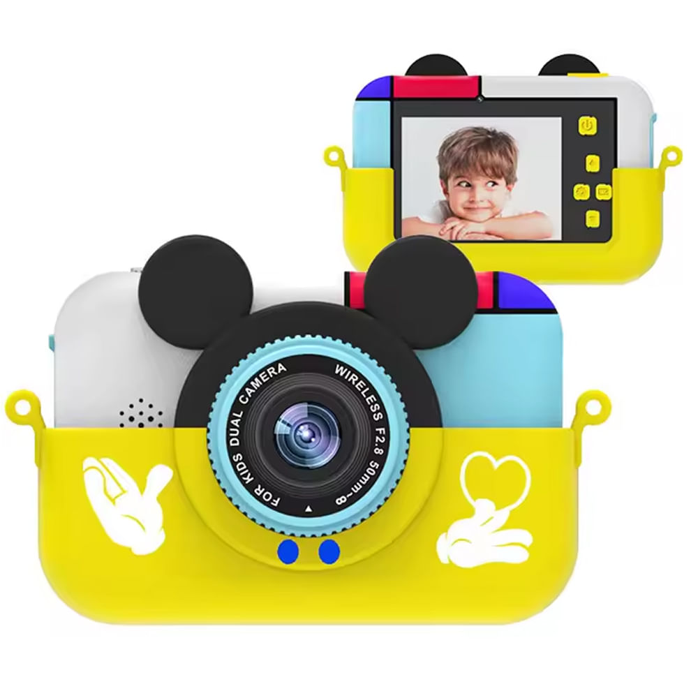 Camara Digital Fotos Niños Juguete Orejas Animadas Amarillo