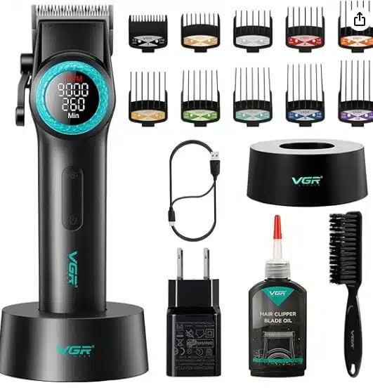 Maquina Peluquera V-001 Barberia Corta Pelo Guias 9000RPM Pantalla LED