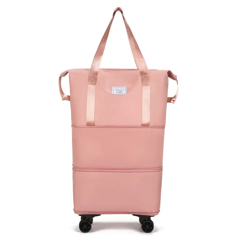Maleta Plegable Morral Equipaje Ruedas Viaje Versatil Rosa MT203