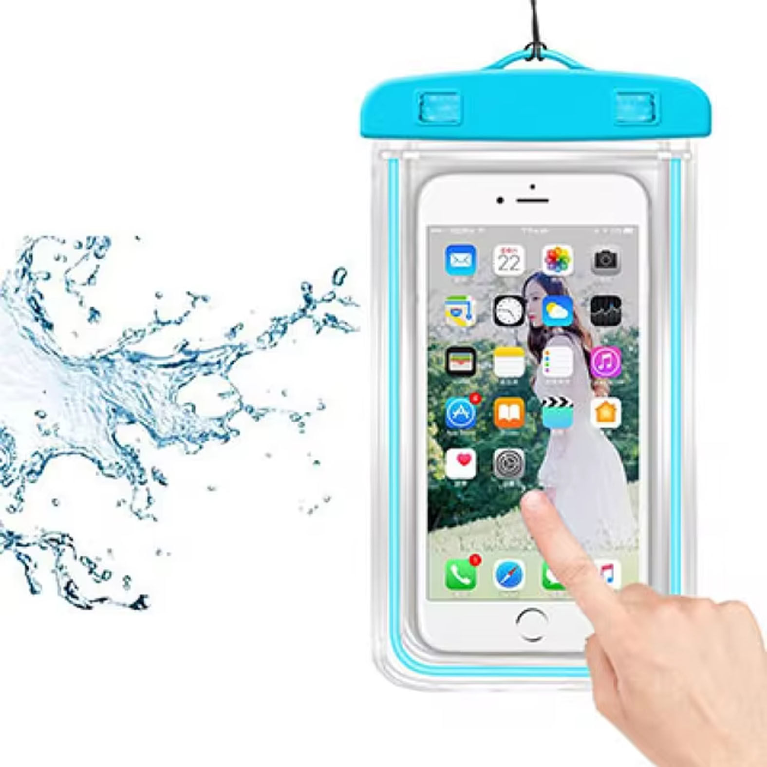 Estuche Funda Celular Impermeable Azul Contra Agua Sencilla Forro