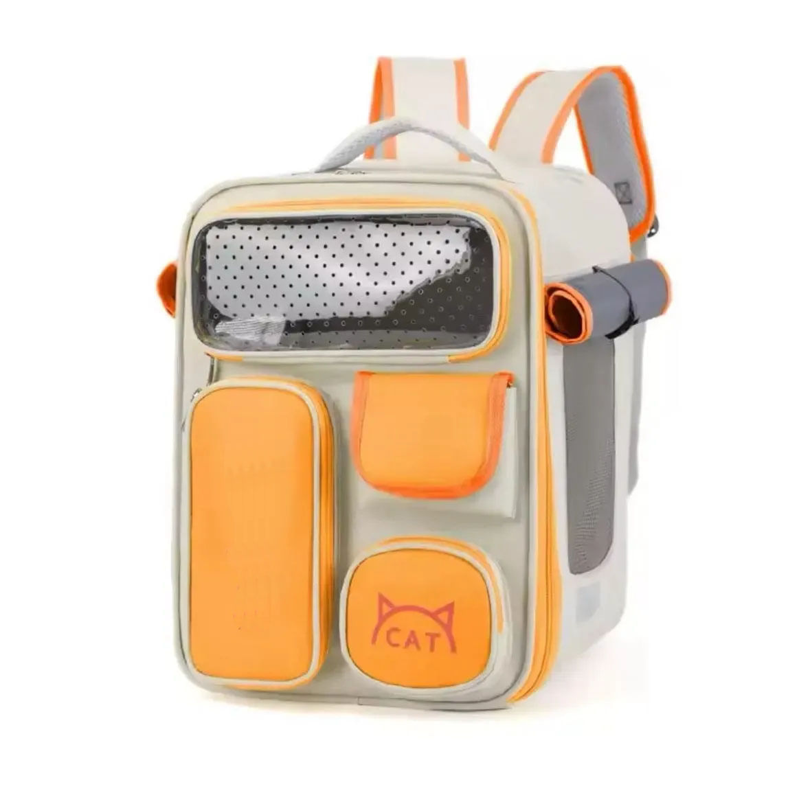 Maleta Neon Grande Mascotas Mochila Respirable Gatos Naranja