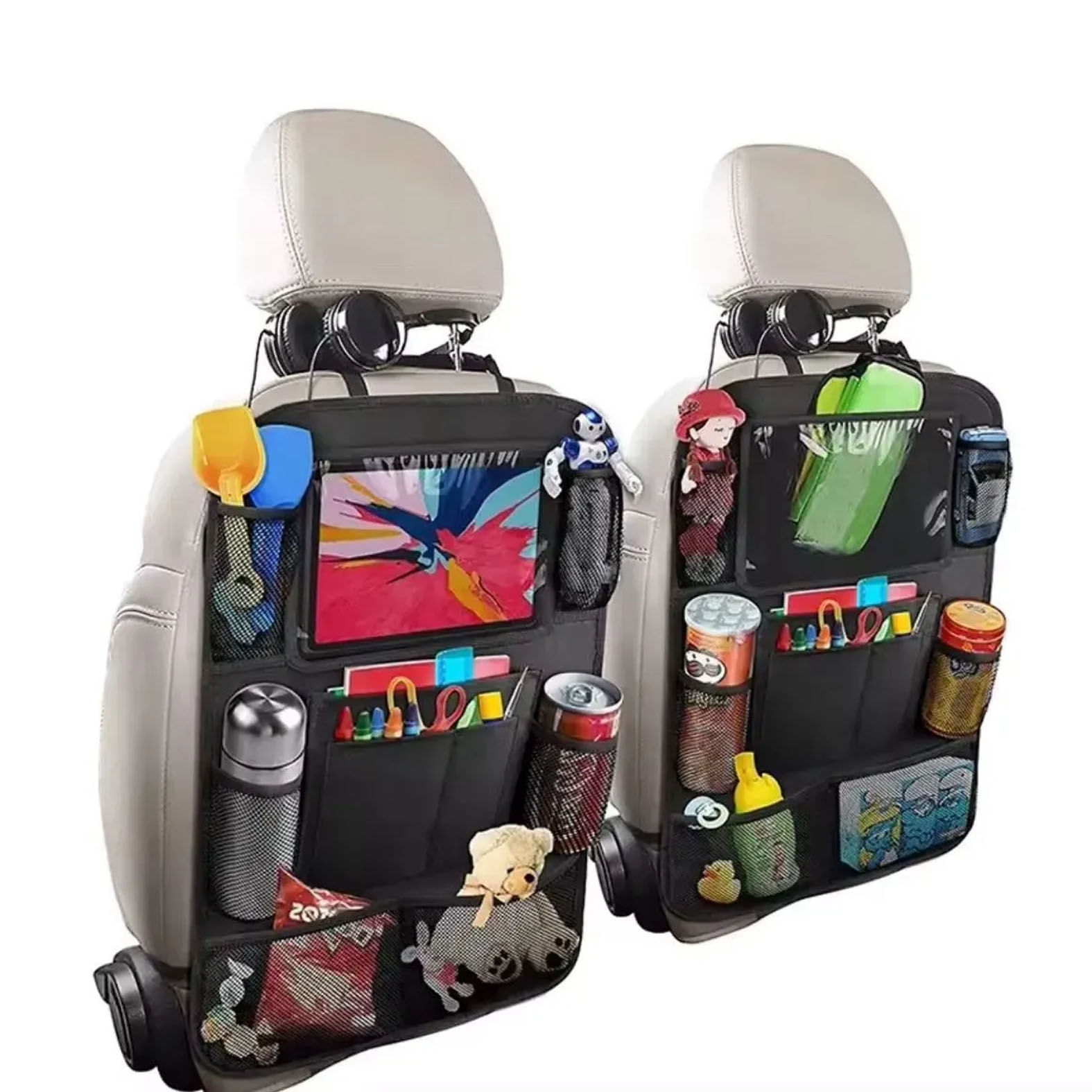 Organizador Carro Bolsillos Malla Asiento Automovil Negro
