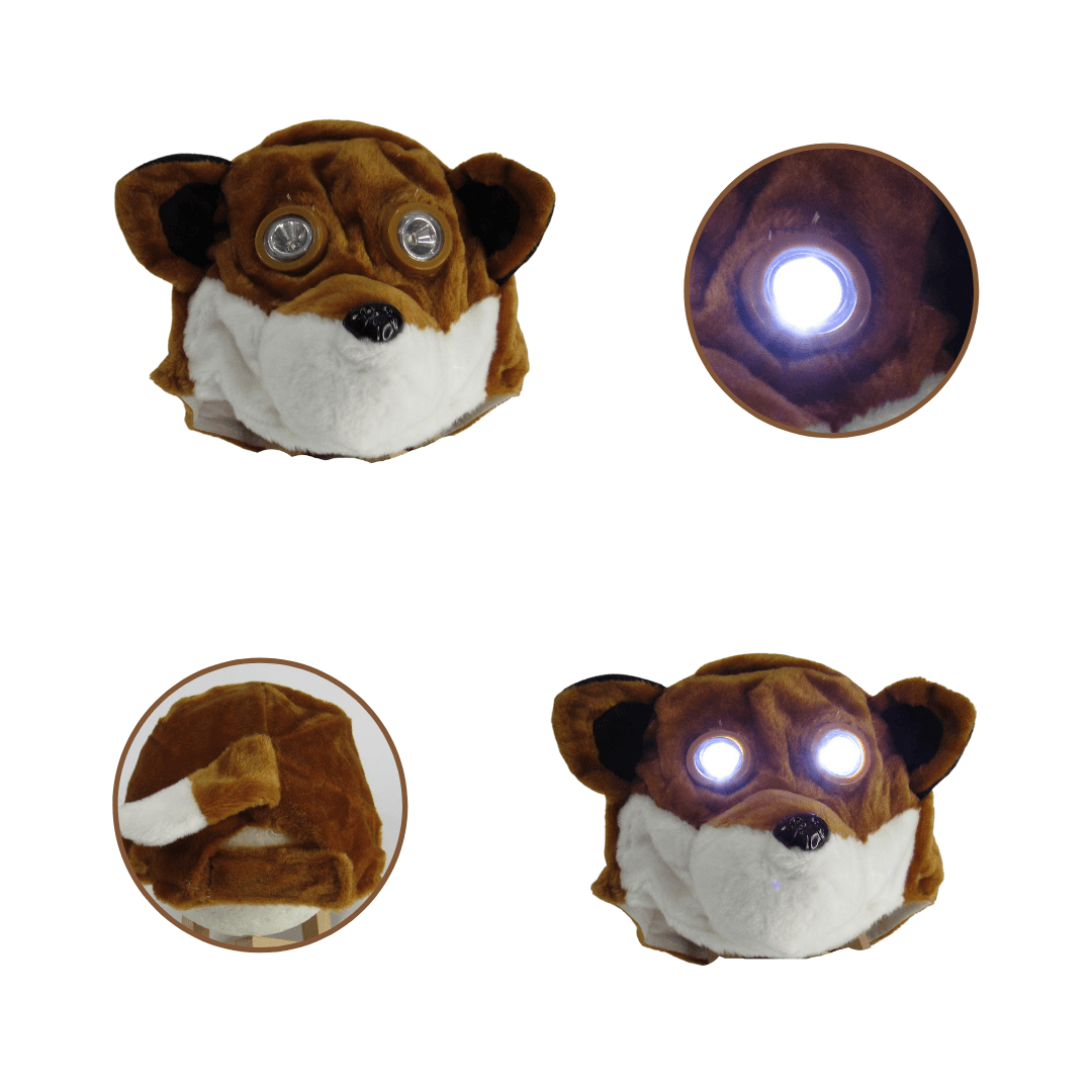Gorro Iluminación Ojos Niñas Niños Oso Grizzli Cafe Térmico