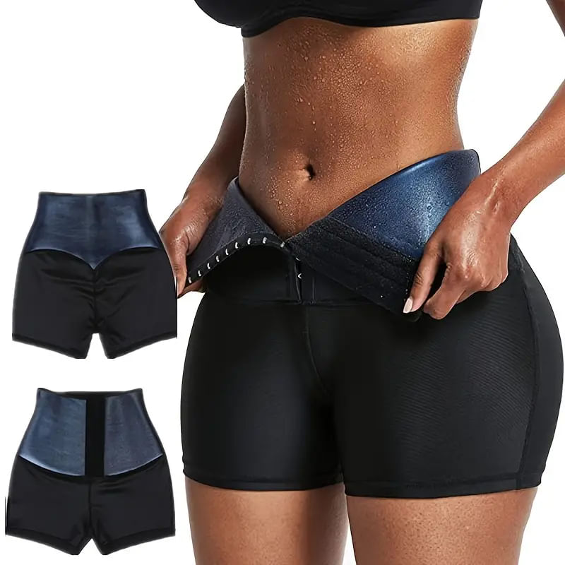 Leggins Pantalones Cortos Efecto Sauna Sudor Caliente Negro W156-1