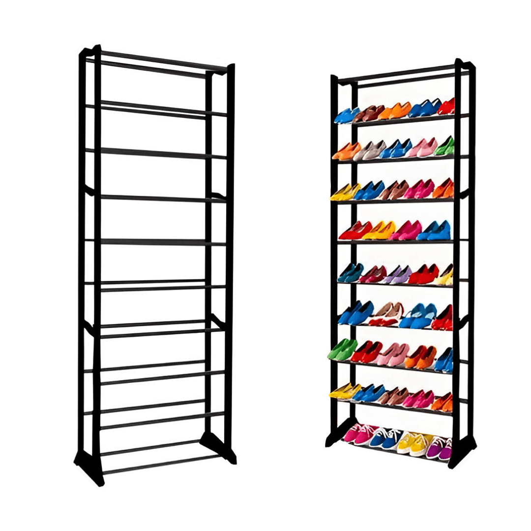 Organizador Zapatos 10 Niveles Negro Zapatero Calzado Estante