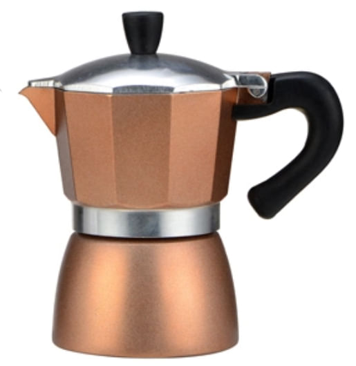 Cafetera Italiana 9 tazas Aluminio Valvula Presion Expreso Moka Bronce