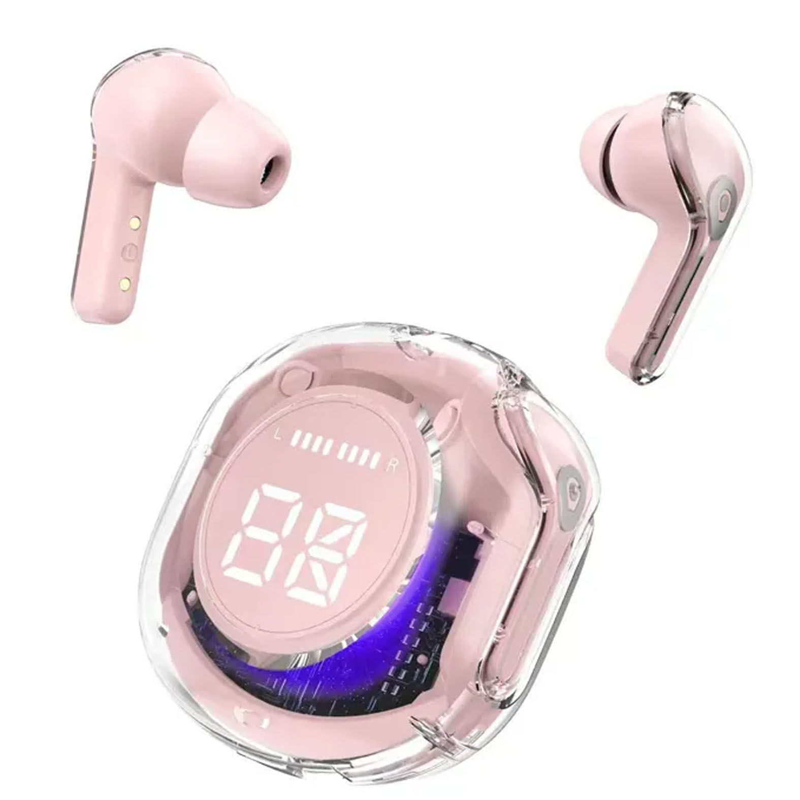 Audifonos Bluetooth Air Pantalla LED Portatil Inalambricos Rosado