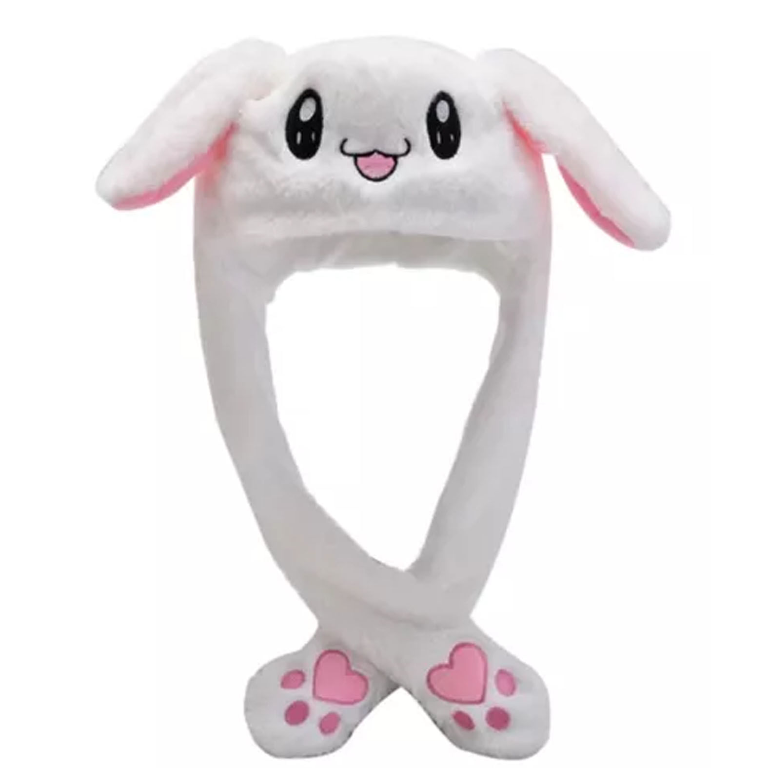 Gorro Conejito Orejas Moviles Ilumincacion LED Sombrero Peluche Blanco