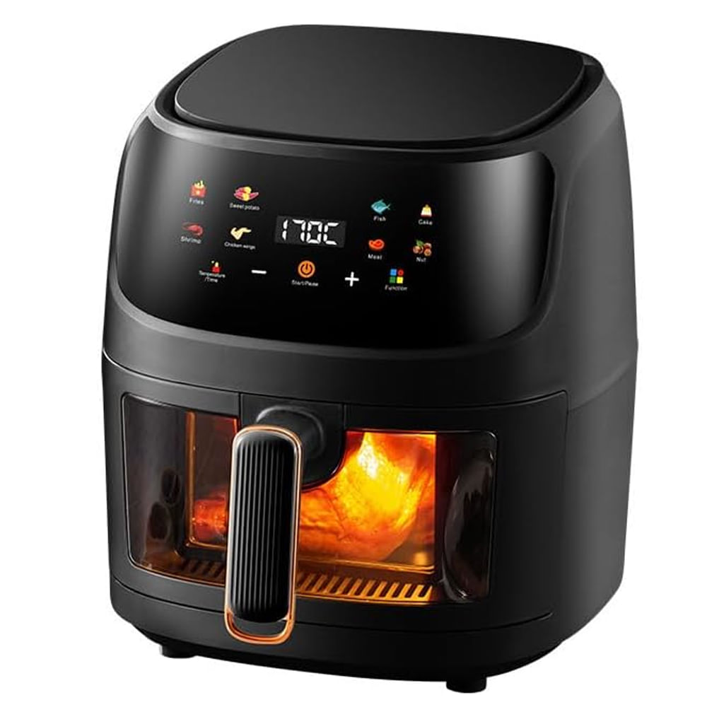 Freidora Aire 8 Litros LCD Tactil Ventana Vision Inteligente Negra