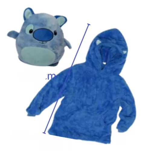 Peluche Convertible Buzo Capota Color Azul