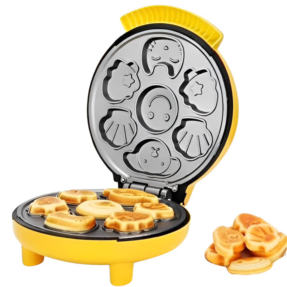 Maquina Mini Pancakes 7 Puestos Waflera Diseños Animados Antiadherente