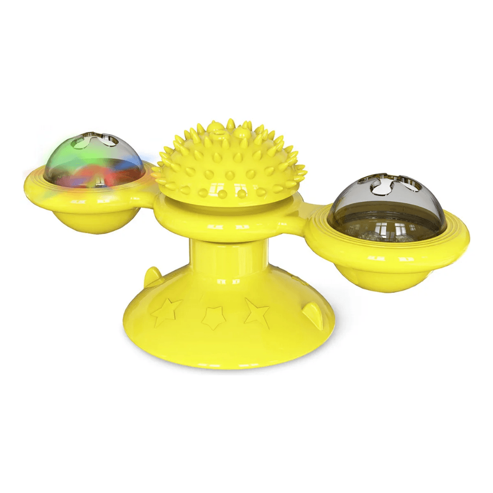Juguete Planetas Gato Ventosa Rascador Molino Interactivo Compacto Amarillo